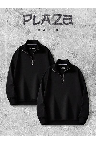 Plaza Butik Hanorac unisex cu jumătate de fermoar