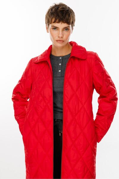 Micca Paris Hafif Elyaf Yalıtımlı Baharlık Trençkot Kap Kaban-Kırmızı