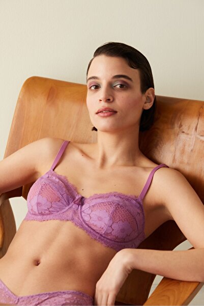 Penti Lila grudnjak bez podstave Sa žicom Plus veličina Čipka pakovanje