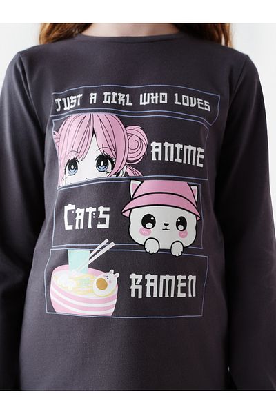 Penti Girl's Anime Anthracite Pajama Set