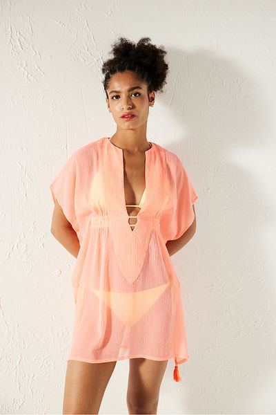 Penti Coral Color Basic Kaftan