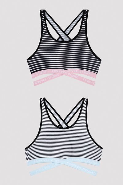 Penti Multicolored Girl's Striped Slogan Sports Bralette
