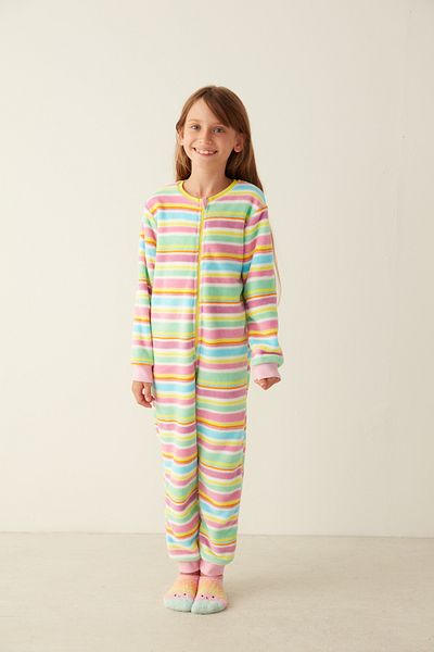 Penti White Girls Stripes Jumpsuit