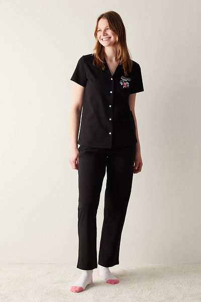 Penti Dark Shirt Black Pants Pajama Set - Powerpuff Girls Collection