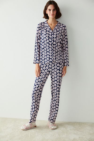 Penti Set de pijamale Blue Flowe Land Cămașă Pantaloni
