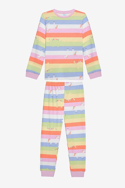 Penti Gestreiftes, mehrfarbiges Thermo-Pyjama-Set für Mädchen