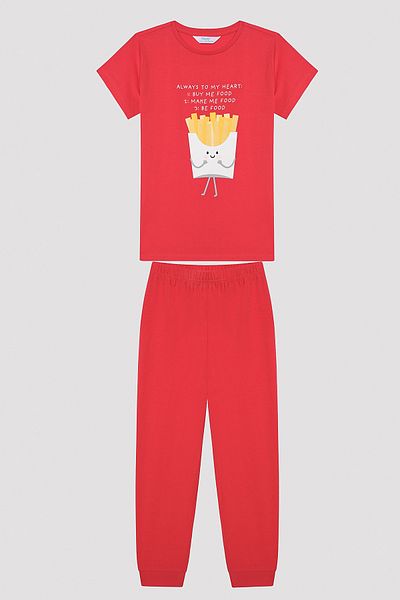 Penti Unisex Kids Ketcup&Fries Multicolored 2-Piece Pajama Set