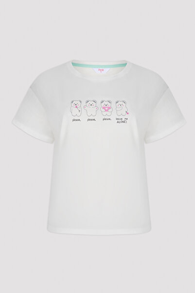 Penti Cuteness Λευκό T-shirt Πιτζάμα Top