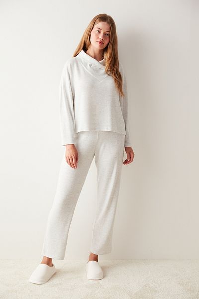 Penti Set de pijamale cu pantaloni termici peste și afară gri