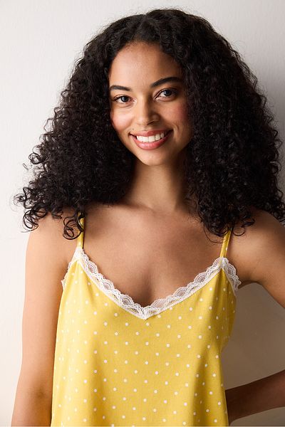 Penti Hannah Yellow Cotton Pajama Set with Shorts