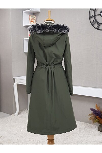 HİJABAYA Metal Star Detailed Hooded Long Coat