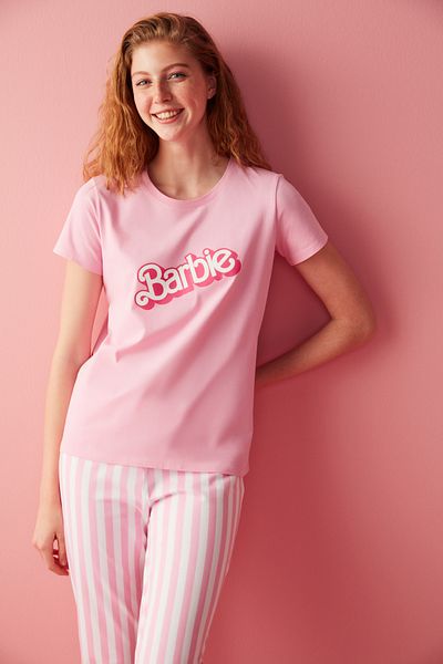 Penti Lic Barbie Striped Pants Pajama Set-Barbie Collection