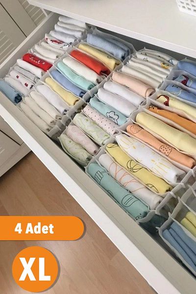 she berrak Organizator de sertare Xlarge cu 8 compartimente - 4 organizatoare interioare (31x36x12)