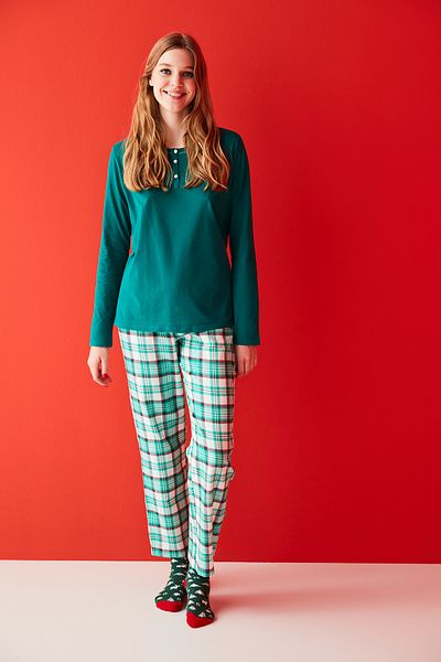 Penti Multicolored Green Checked Trousers