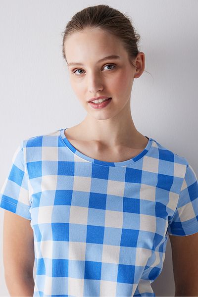 Penti Set pijama cu pantaloni scurți Blue Gingham