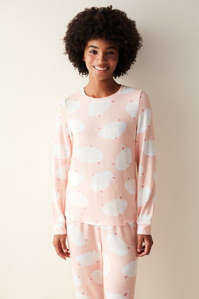 Penti Cute Fox Long Sleeve Pink Pajama Set