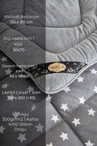 MARLA HOME STAR Σετ Μπακλαβά - Βαμβακερό Σετ Μονό Αναστρέψιμο Αφράτο Σετ ύπνου