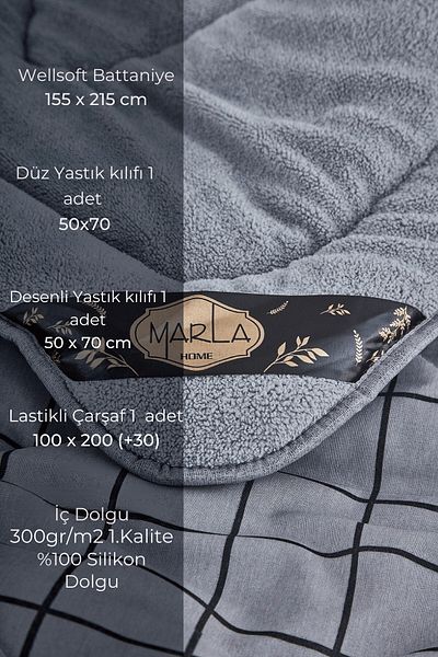 MARLA HOME Welsoft Line Patterned - Μονόχρωμο Σετ ύπνου