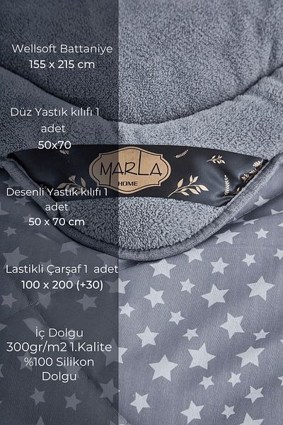 MARLA HOME STAR Σετ Μπακλαβά - Βαμβακερό Σετ Μονό Αναστρέψιμο Αφράτο Σετ ύπνου