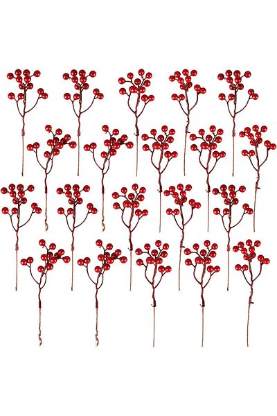 Yenigeldi 4 Pieces 17 cm Kokina Red Berry Christmas Ornament Christmas Lad T-105