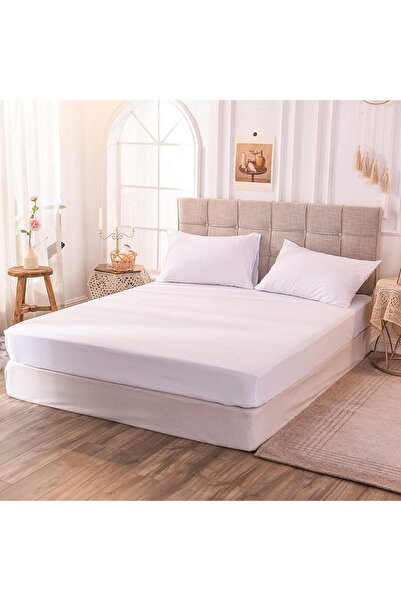 ALTINPAMUK 160X200 White Double Elastic Wardrobe + 2 Pillowcase Gift Set