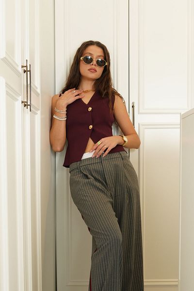 SeninOlsun Vestă roșie Claret Zr Model 2 Butoane