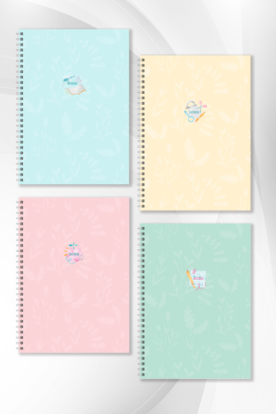 NY A5 Spiralli Okul Defteri 80 yaprak 4'lü Set 2 Kareli 2 Çizgili