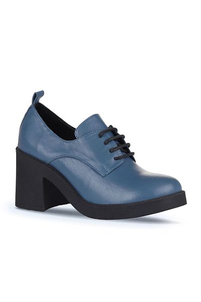 Bueno Shoes Pantofi cu toc de damă din piele albastră 01wz7102