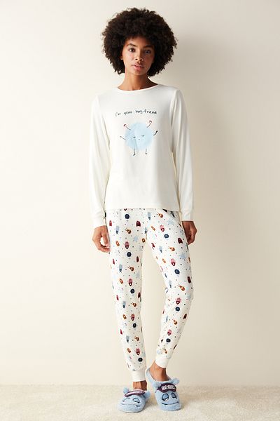 Penti Tricou alb termic Hug Friend Top pijama