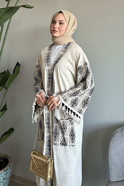 InStyle نمط العرقية شرابة إكرو كيمونو