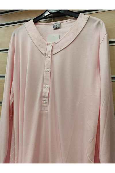Nena 100% Cotton Buttoned Collar Large Size Long Sleeve Women's Pajamas Set