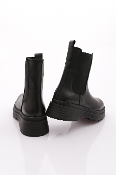 DGN Kadın Strech Detaylı Bot Hakiki Deri Siyah 62162453