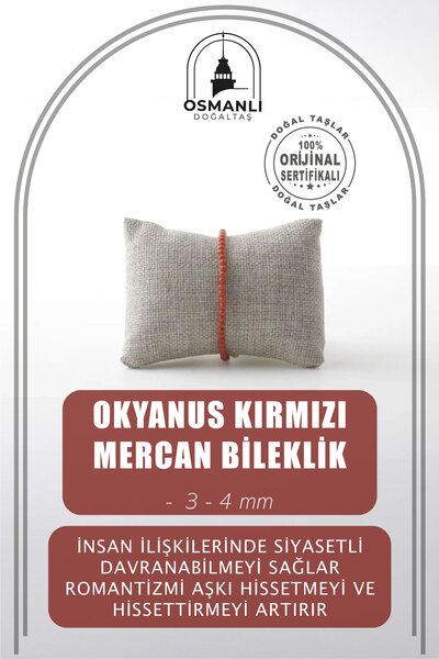OSMANLI DOĞAL TAŞ Okyanus Kırmızı Mercan 3-4mm Doğal Taş Bileklik