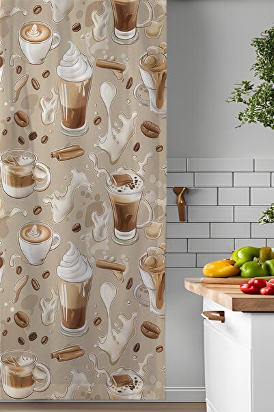 Else Dekor Cești de cafea cu model imprimat digital sufragerie fundal bucătărie perdea 140x260cm