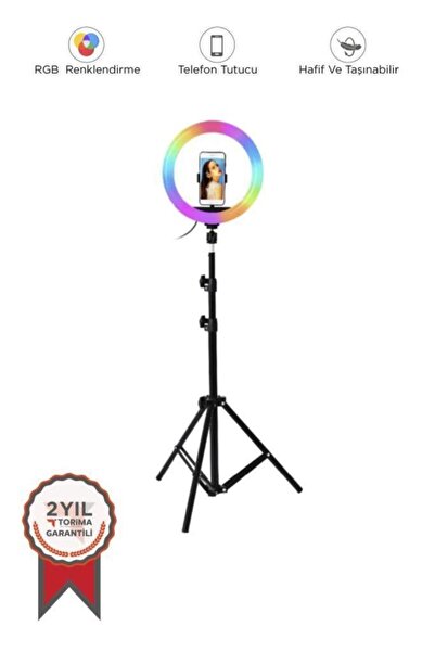 Torima MJ26 Siyah 2M Işıklı Tripod Selfie Çubuğu Youtuber Makyaj Işığı