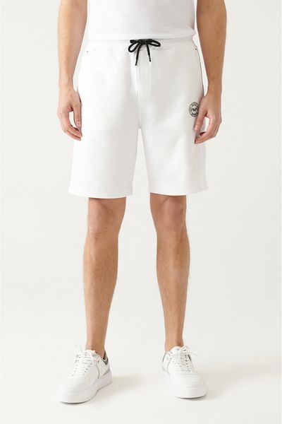Avva Weiße bedruckte Herren-Shorts mit Seitentaschen A31y3630