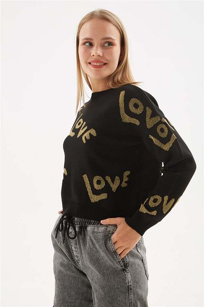 Fashion Friends Pulover cu sclipici negru