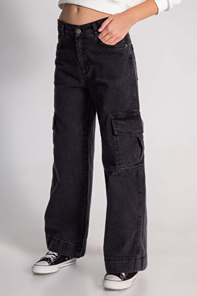 DMB BOYS & GIRLS Висококачествени черни широки дънкови панталони от ликра за момичета