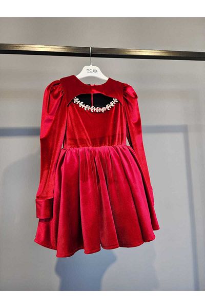 SCSTİL Red Velvet Design Children's Dress