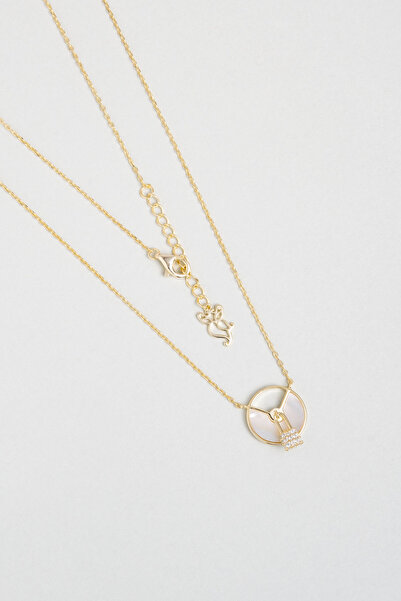 So CHIC... Kilit Tasarımlı 18 Ayar Sarı Altın Kaplama 45 Cm Minimal Gümüş Kolye