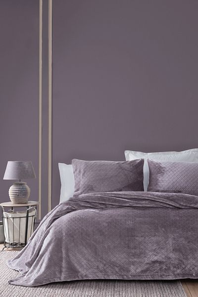 Yataş Belly Double Blanket Bedspread Set - Ash Purple