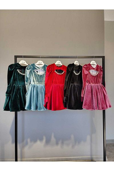 SCSTİL Red Velvet Design Children's Dress