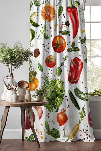 Else Dekor Cup Cake Pastry Cake Patterned Digital Printed Dining Room Kitchen Background Curtain 140X260Cm