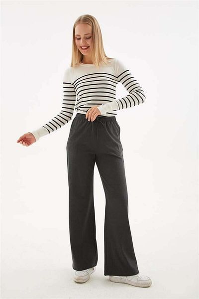 Fashion Friends Pantaloni antracit cu picioare largi