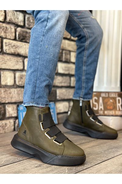 BOA BA0142 Cizme sport kaki cu talpă înaltă pentru bărbați cu bandă