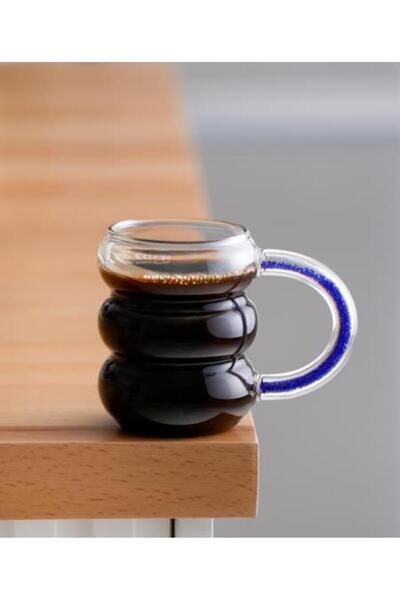 ACAR CAM LACİVERT KULPLU KUPA 360ML