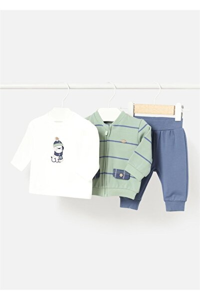 MAYORAL Baby Boy 3-Piece Striped Tracksuit Set Green 2627