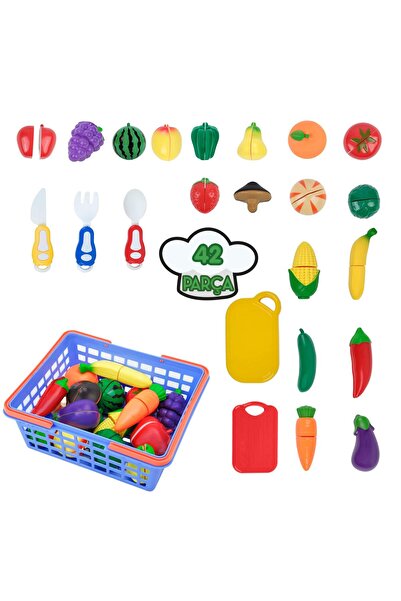 Birlik Oyuncak 42 PCS SEPETLİ KESİLEBİLEN MEYVE VE SEBZE