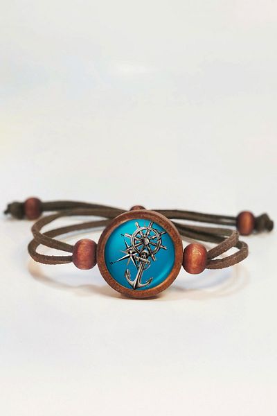 Tahtakolik Anchor, compass, Rudder Wooden Bracelet