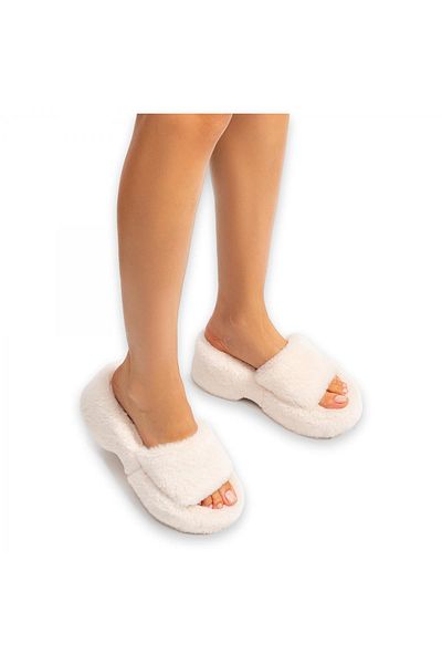 Twigy Ee0155 Lili Platform House Slippers Beige Women's Slippers